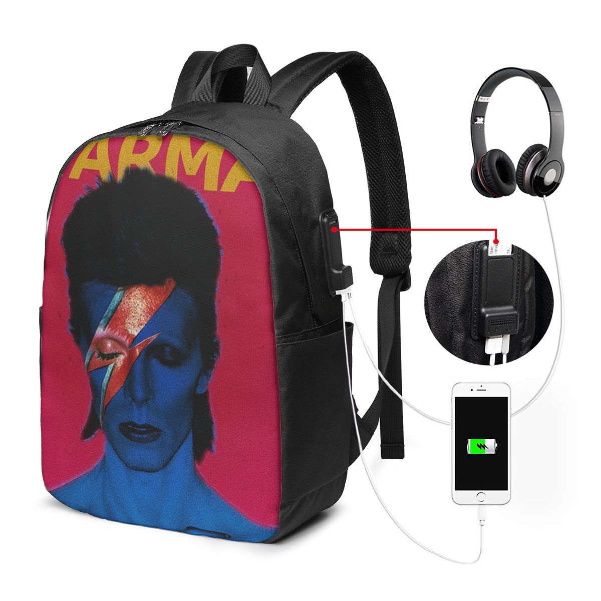 Backpacks - Davids Bowied Backpack Travel Notebook Bag